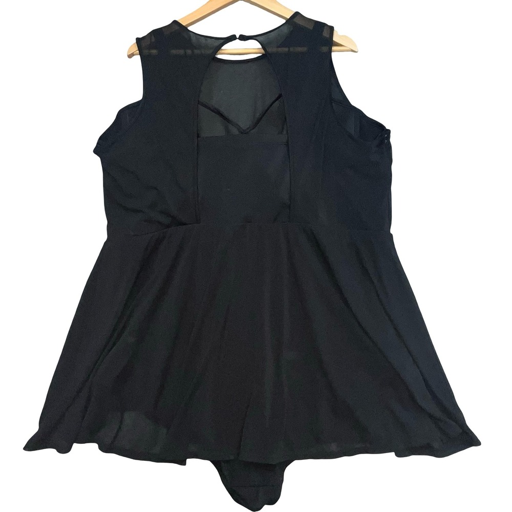 Torrid Womens Swim Dress Black Mesh Keyhole Back Classic Modest Plus Size 4 DD/F